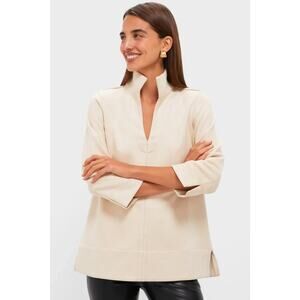 Tuckernuck Bone Suede Margot Stand Collar Blouse Size - L